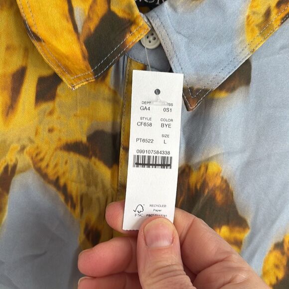 J Crew Long Amelia shirtdress in floral drapey viscose twill Womens Large Blue - Picture 5 of 9